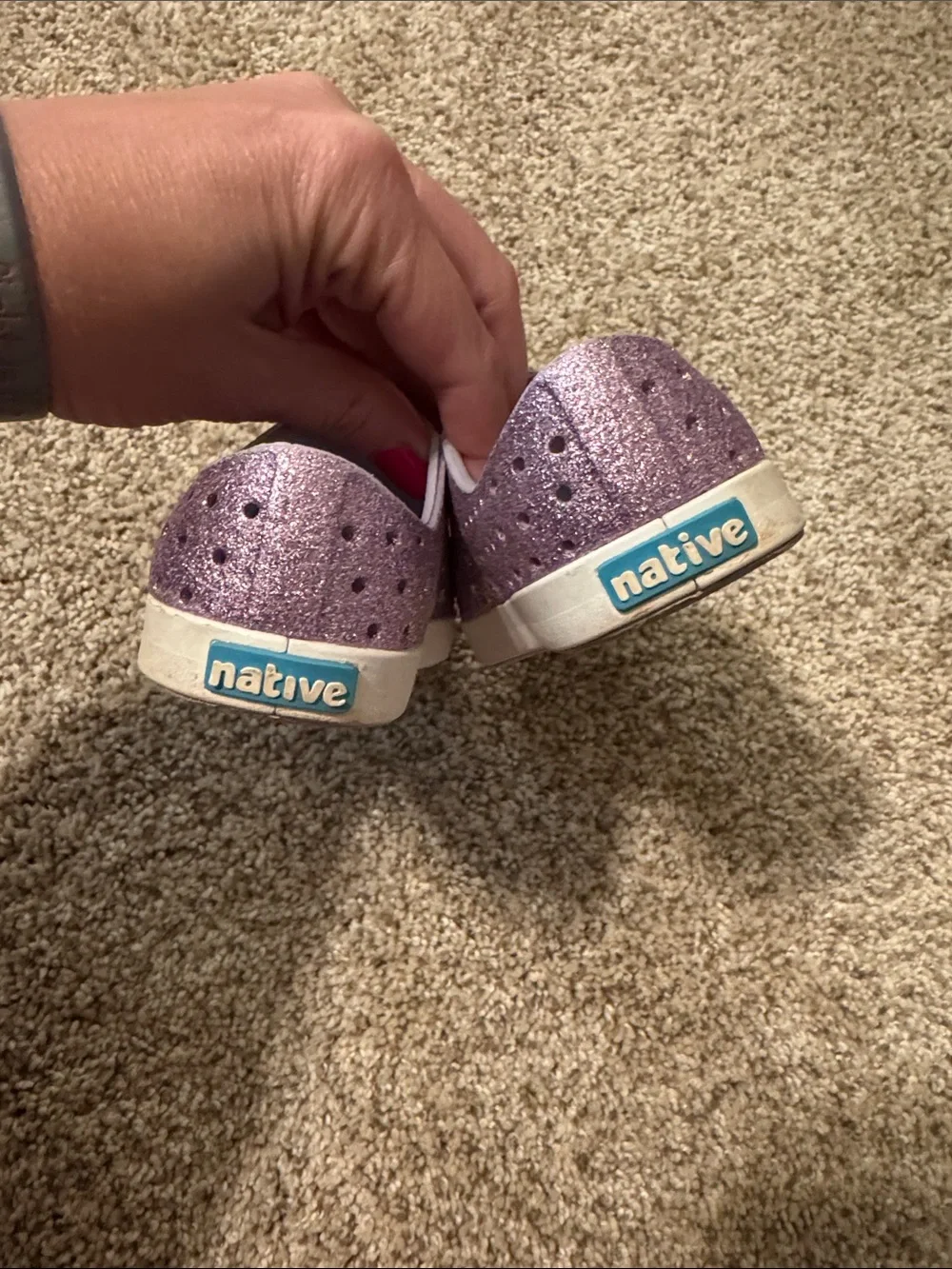Native Shoes Kids Glitter Slip-On Water Shoes - Purple
